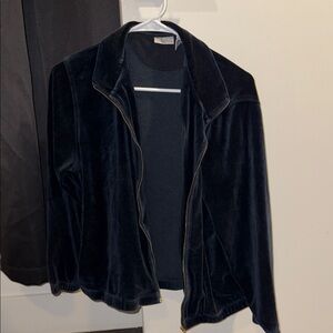 Velvet Zip-Front Jacket - Black size Large